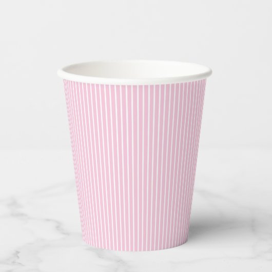 Gobelets En Papier Rayures Élégantes Blanc - Rose Clair (Recto)