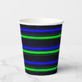 Gobelets En Papier Rayures Noir Bleu Vert (Verso)