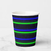 Gobelets En Papier Rayures Noir Bleu Vert (Gauche)