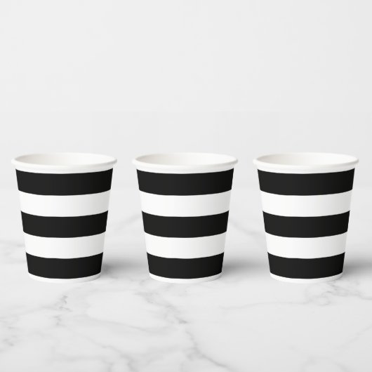 Gobelets En Papier Rayures noires et blanches (Multi)