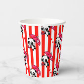 Gobelets En Papier Rayures Rouges Blanches Mignonnes (Verso)
