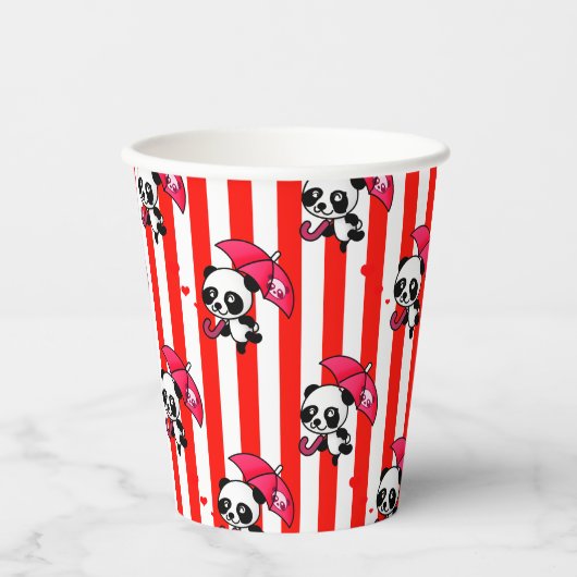 Gobelets En Papier Rayures Rouges Blanches Mignonnes (Recto)