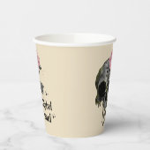 Gobelets En Papier Rebel Soul - Crâne gothique avec Rose rose (Gauche)