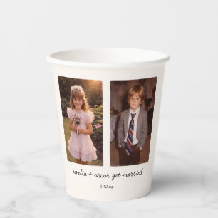 Gobelets En Papier Réception de mariage de photo d'enfance Cocktail P