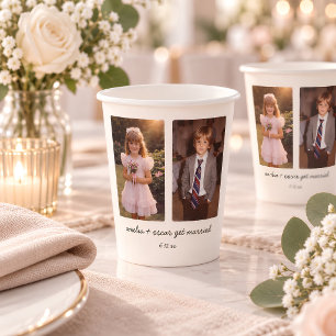 Gobelets En Papier Réception de mariage de photo d'enfance Cocktail P