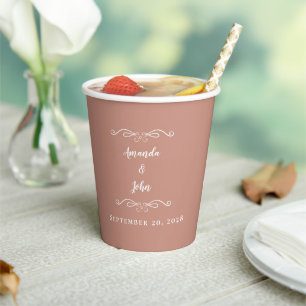 Gobelets En Papier Réception de Mariage Élégante Rose Poudré pour les