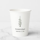 Gobelets En Papier Réception de mariage rustique Sage Green Pine Tree (Verso)