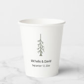 Gobelets En Papier Réception de mariage rustique Sage Green Pine Tree (Recto)