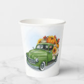 Gobelets En Papier Récolte d'automne dans un camion vert (Verso)