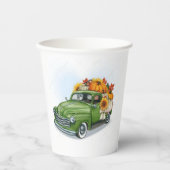 Gobelets En Papier Récolte d'automne dans un camion vert (Recto)