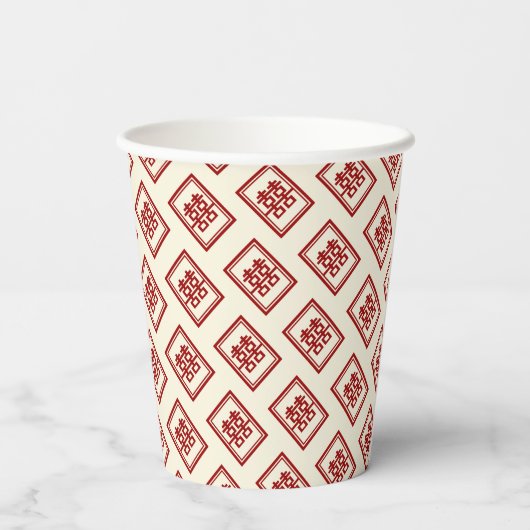 Gobelets En Papier Rectangle Double Happiness Mariage Classique Chino (Verso)