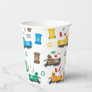Gobelets En Papier Recyclage coloré Camions-poubelles et poubelles