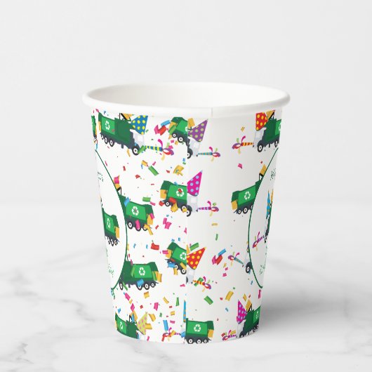 Gobelets En Papier Recyclage personnalisé Fête de camion-poubelle (Droite)