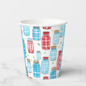 Gobelets En Papier Red and Blue Gingham Mason Jar Pattern (Verso)