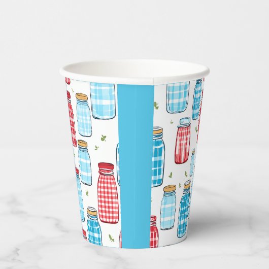 Gobelets En Papier Red and Blue Gingham Mason Jar Pattern (Droite)