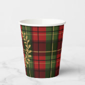 Gobelets En Papier Red And Green Plaid With Laurel Wreath Monogram (Gauche)