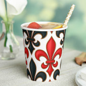 Gobelets En Papier Red Black Baroque Fleur-de-lis Pattern Design