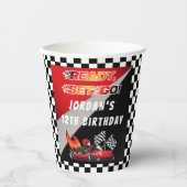 Gobelets En Papier Red | Black Go Kart Racing Anniversaire (Recto)