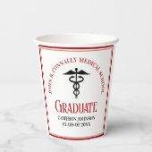 Gobelets En Papier Red Black Médicale School Custom Graduation Party (Verso)