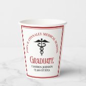 Gobelets En Papier Red Black Médicale School Custom Graduation Party (Recto)