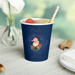Gobelets En Papier Red Blue Gold Santa Claus Vintage Joyeux Noël