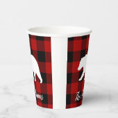 Gobelets En Papier Red Buffalo Plaid & Bear | Nom personnel Cadeau (Droite)