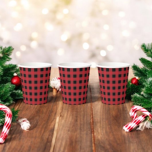 Gobelets En Papier Red Buffalo Plaid Holiday
