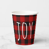 Gobelets En Papier Red Buffalo Plaid & Joy | Holiday (Verso)