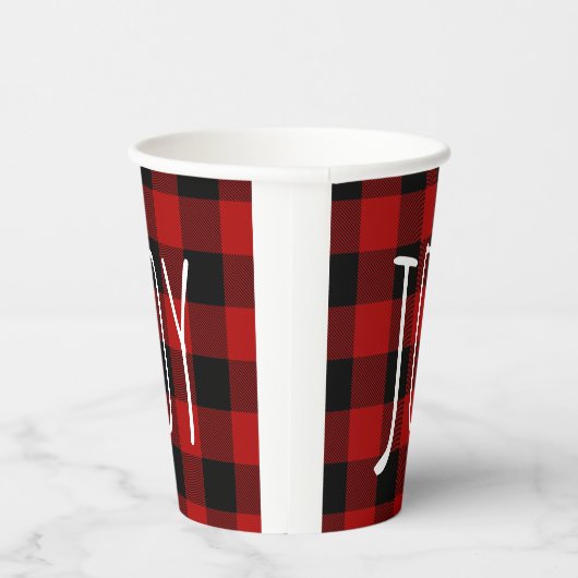 Gobelets En Papier Red Buffalo Plaid & Joy | Holiday (Droite)