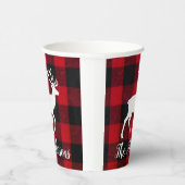 Gobelets En Papier Red Buffalo Plaid & Reindeer | Personal Name Gift  (Droite)