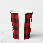 Gobelets En Papier Red Buffalo Plaid & White Deer | Nom personnel (Droite)