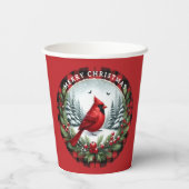Gobelets En Papier Red Cardinal with Holly Berries (Verso)
