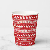 Gobelets En Papier Red Christmas Reindeer Snowflake Cute fête personn (Verso)