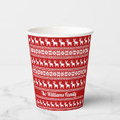 Gobelets En Papier Red Christmas Reindeer Snowflake Cute fête personn (Recto)