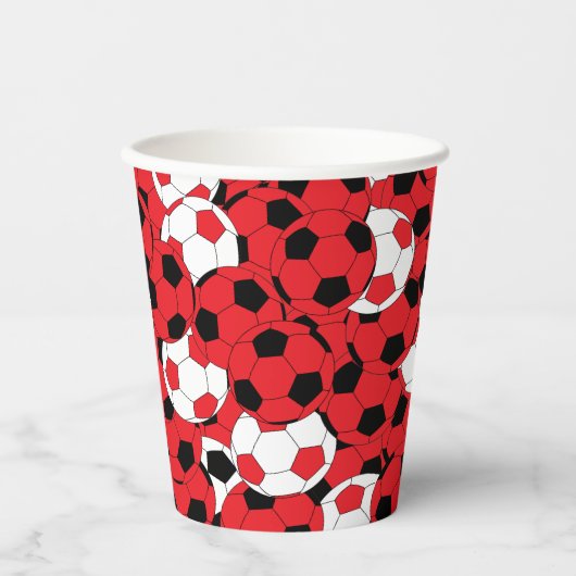 Gobelets En Papier Red Colored Soccer Balls (Recto)