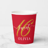 Gobelets En Papier Red Elegant Sweet 16 Seteen Paper Cup (Verso)