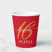 Gobelets En Papier Red Elegant Sweet 16 Seteen Paper Cup (Recto)