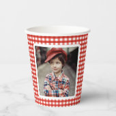 Gobelets En Papier Red En vichy Modèle photo Farm Anniversaire (Recto)