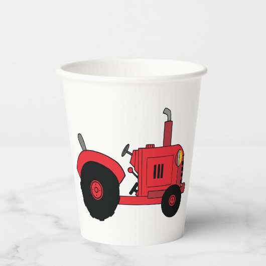 Gobelets En Papier Red Farm Tractor Vehicle (Recto)