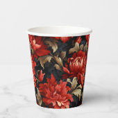 Gobelets En Papier Red Floral Peony Moderne (Verso)