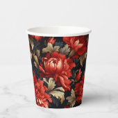 Gobelets En Papier Red Floral Peony Moderne (Gauche)