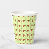 Gobelets En Papier Red Floral Vine Pattern on Light Green (Recto)