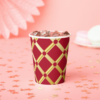 Gobelets En Papier Red & Gold Arabic-inspired Paper Cup