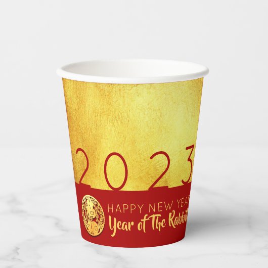 Gobelets En Papier Red Gold Chinese Rabbit papier coupé PC 2023 (Recto)