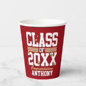 Gobelets En Papier Red|Gold Graduated Class Year Paper Cups (Recto)