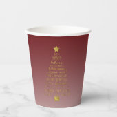 Gobelets En Papier Red Gold Inspirational Christmas Tree Peace Joy (Recto)