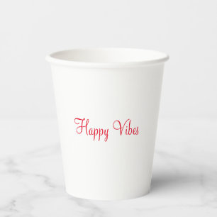 Gobelets En Papier Red happy vibes vacances simple minimum calligraph