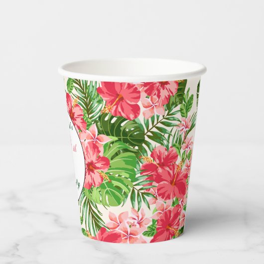 Gobelets En Papier Red Hibiscus 60e Anniversaire Party Paper Cup (Verso)