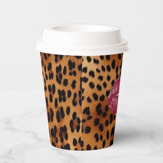 Gobelets En Papier Red Lips Kiss Leopard (Droite)