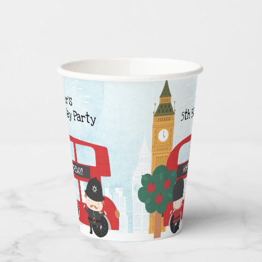 Gobelets En Papier Red London Bus and Clock Tower Anniversaire de enf (Gauche)